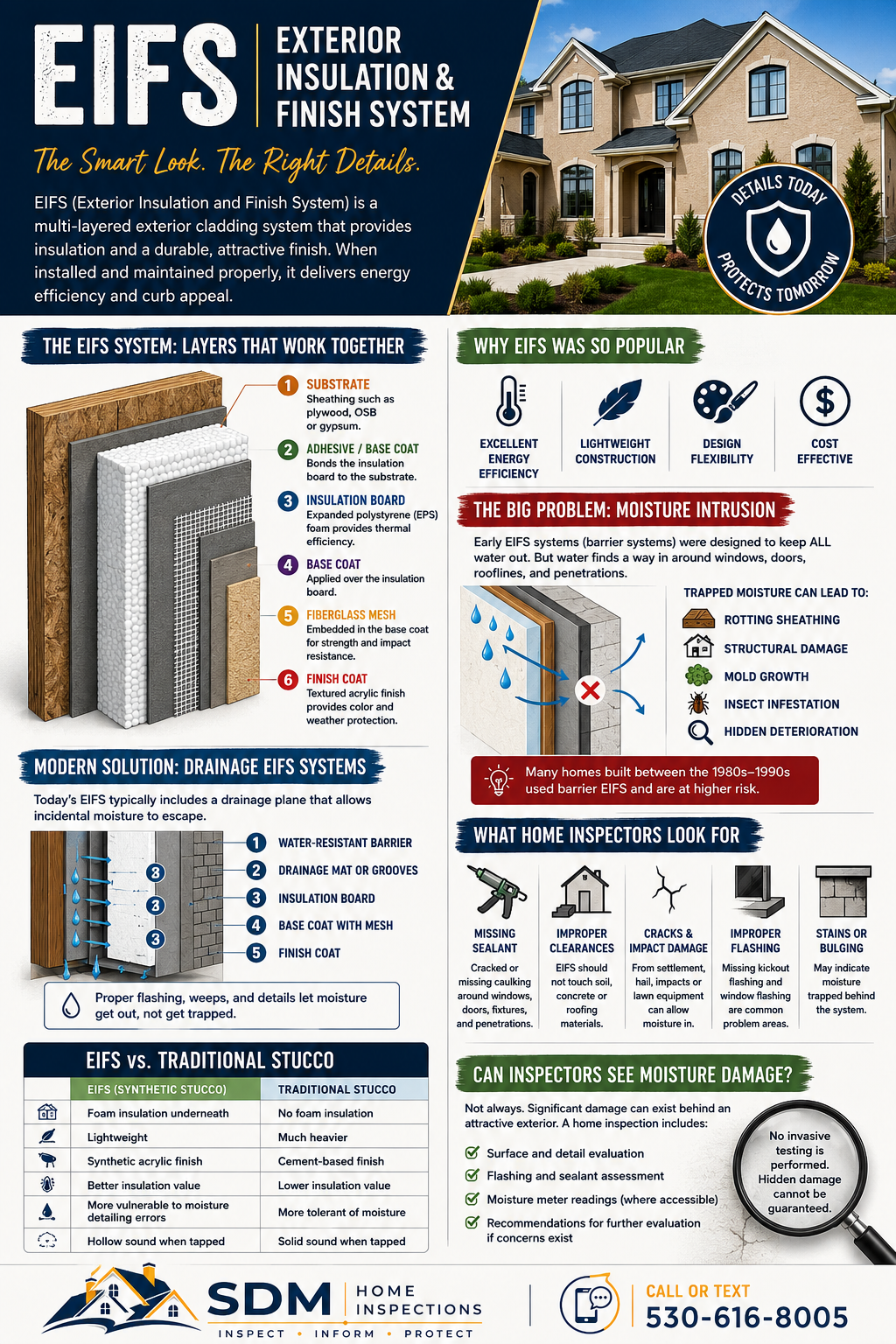 EIFS siding explained by SDM Home Inspections serving butte county and chico with home inspections.